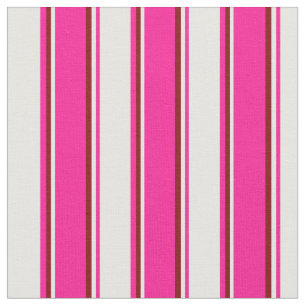 Deep Pink, White, and Maroon Coloured Pattern Fabric