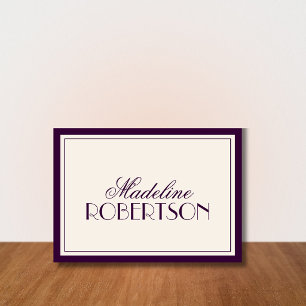 Deep Plum Old Money Black Tie Wedding Place Card