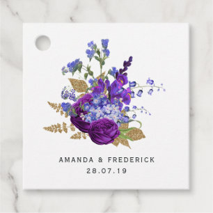 Deep Plum Purple and Gold Wedding Favour Tags