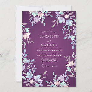 Deep Plum Soft Whimsical Wedding Invitation