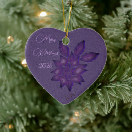 Deep Plum Straws w/ Deep Plum Poinsettia Ceramic O Ornament