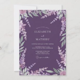 Deep Plum Wildflower Wedding Invitation