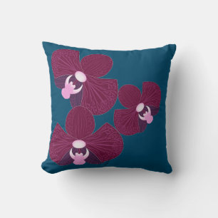 Deep Purple and Pink Abstract Orchids Custom Throw Pillow