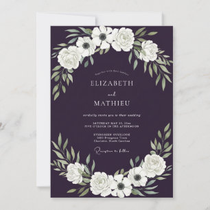 Deep Purple Anemone Wedding Invitation
