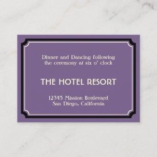 Deep purple art deco retro wedding reception enclosure card