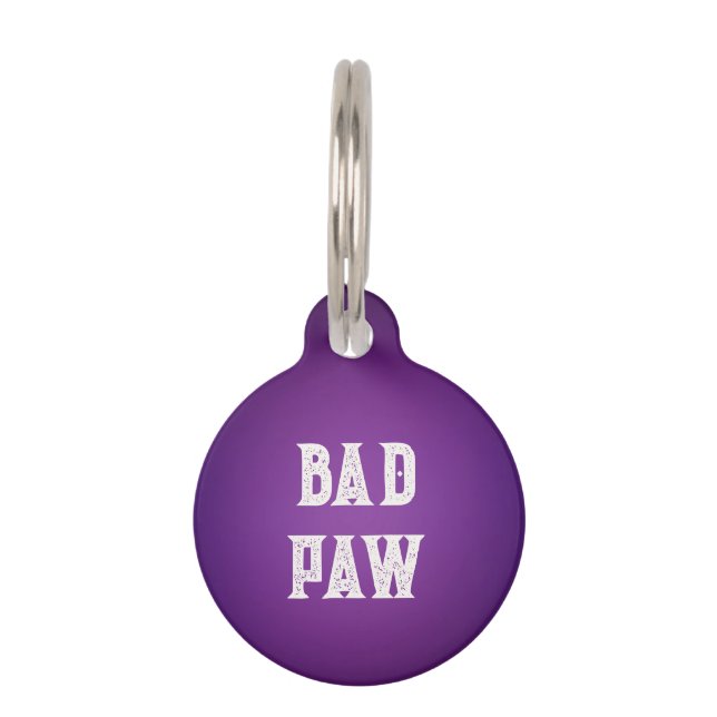 Deep Purple Bad Paw Pet Tag (Front)