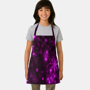 Deep Purple Bright Snowflakes Holidays Small Apron
