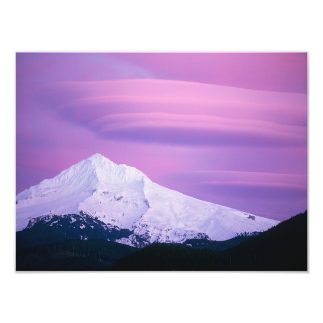 Deep purple clouds surround Mount Hood, in Photo Print (Front)