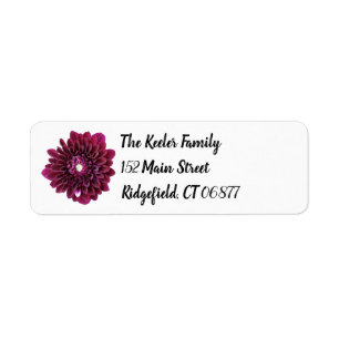 Deep Purple Dahlia Flower Adresse personnalisée