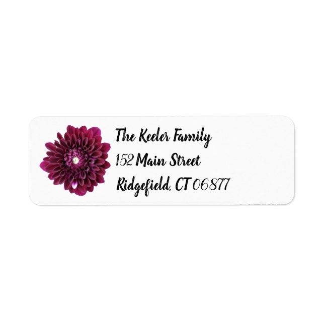 Deep Purple Dahlia Flower Personalized Address (Front)
