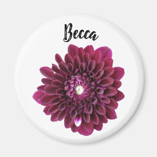 Deep Purple Dahlia Flower Personalized Magnet