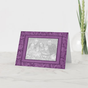 Deep Purple Damask Photo Frame Card