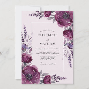 Deep Purple Ethereal Spring Wedding Invitation