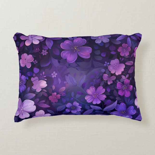 Deep Purple Flower Accent Pillow (Front)