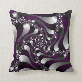 Deep Purple Fractal Spiral Throw Pillow