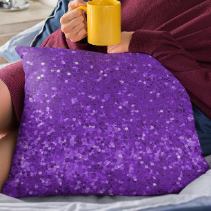 Deep Purple Glam Faux Glitter Pattern Throw Pillow