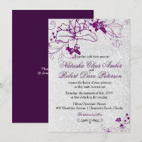 Deep Purple Glitter Silver Floral Wedding