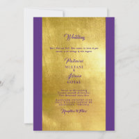 Deep Purple & Gold Indian Style Wedding Invitation