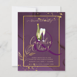 DEEP PURPLE GOLD LEAVES Wedding Invite