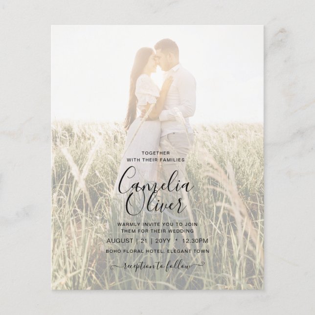 DEEP PURPLE GOLD LEAVES Wedding Invite Flyer (Front)