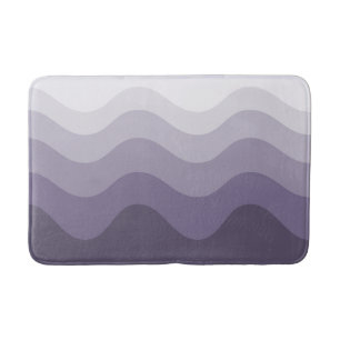 Deep Purple Gray Wavey Stripe Modern Bath Mat