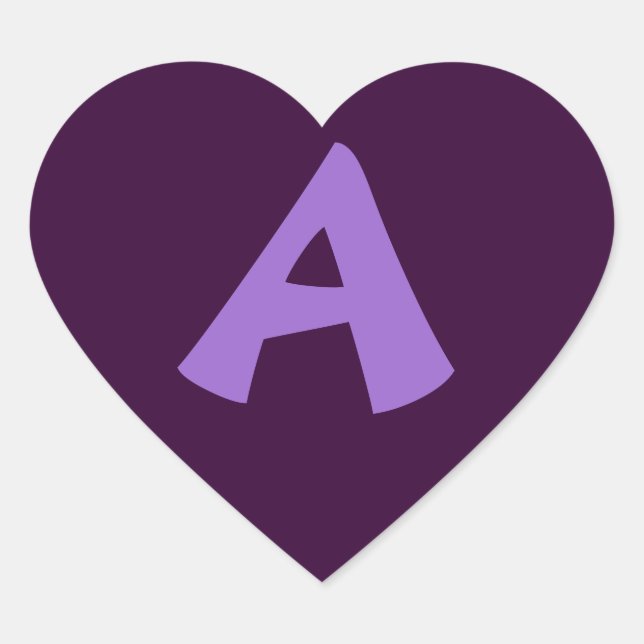 Deep Purple Heart Shaped Letter Sticker (Front)