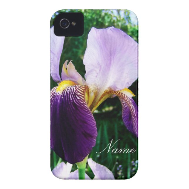 Deep Purple Iris Close Up Personalized iPhone Case (Back)