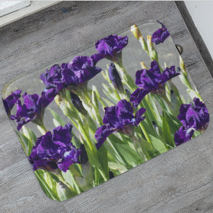 Deep Purple Irises Floral Bath Mat