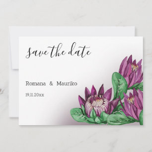 Deep Purple King Protea Watercolor Art Save The Date