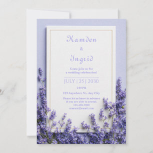 Deep Purple Lavender Rustic Gold Frame Invitation