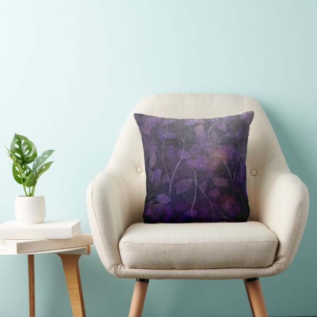 Deep Purple Leaf Abstract Throw Pillow (Chair)