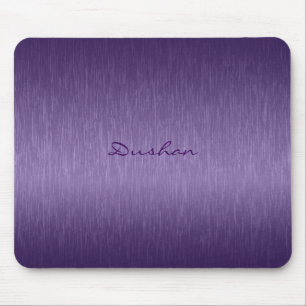 Deep Purple Metallic Design Brushed Aluminum Look Mouse Pad