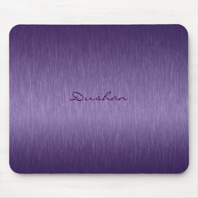 Deep Purple Metallic Design Brushed Aluminum Look Mouse Pad (Front)