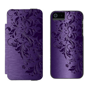 Deep Purple Metallic Texture & Dark Purple Lace Incipio Watson™ iPhone 5 Wallet Case