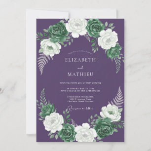 Deep Purple Moody Winter Wedding Invitation