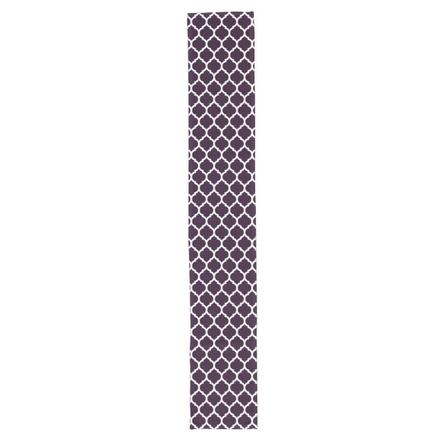 Deep Purple Moroccan Quatrefoil Pattern Long Table Runner (Front)