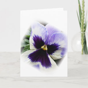 deep purple on white pansy card