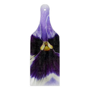 deep purple on white pansy cutting board