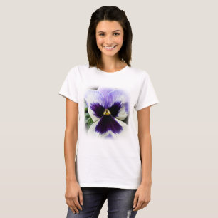 deep purple on white pansy T-Shirt