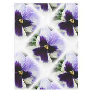 deep purple on white pansy tablecloth