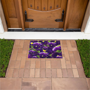Deep Purple Pansy Bushes, Doormat