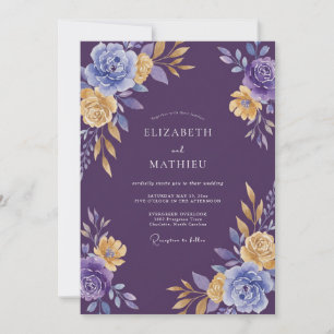 Deep Purple Refined Regal Wedding Invitation