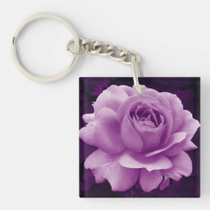 Deep Purple Rose Keychain