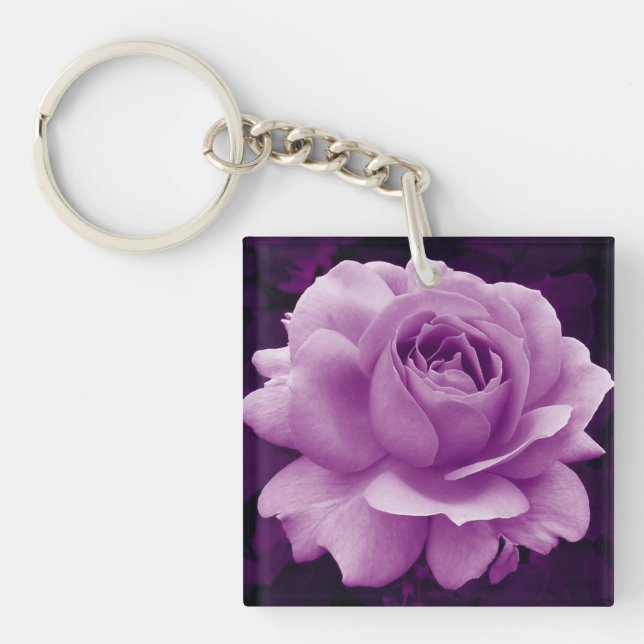 Deep Purple Rose Keychain (Front)