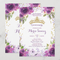 Deep Purple Roses Mis Quince Invitation