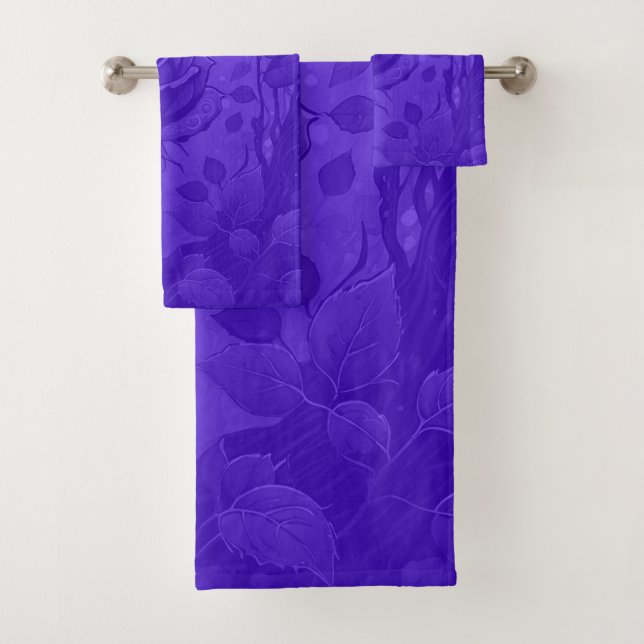 Deep Purple Roses Motif 2 Bath Towel Set (Insitu)
