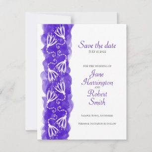 Deep Purple Save The Date Wedding Card
