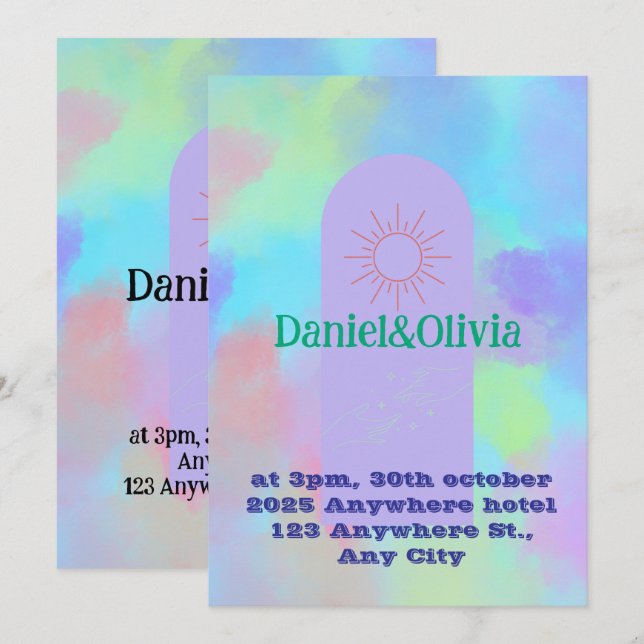 Deep Purple Soft Wedding Stuff Invitation (Front/Back)