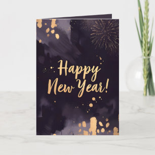 Deep Purple Strokes-New Year's Card