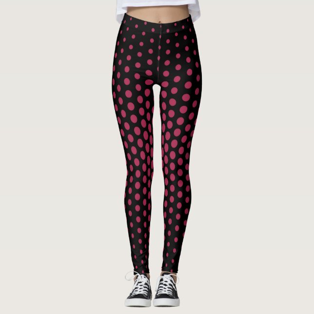 Deep Purple Techno Dot Pattern Leggings (Front)